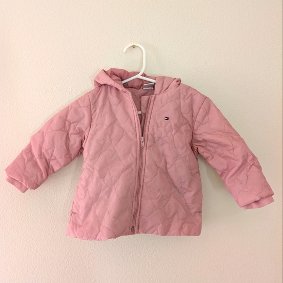 Tommy Hilfiger Pink Puffer Toddler Hooded Jacket 18-24m - Picture 1 of 11